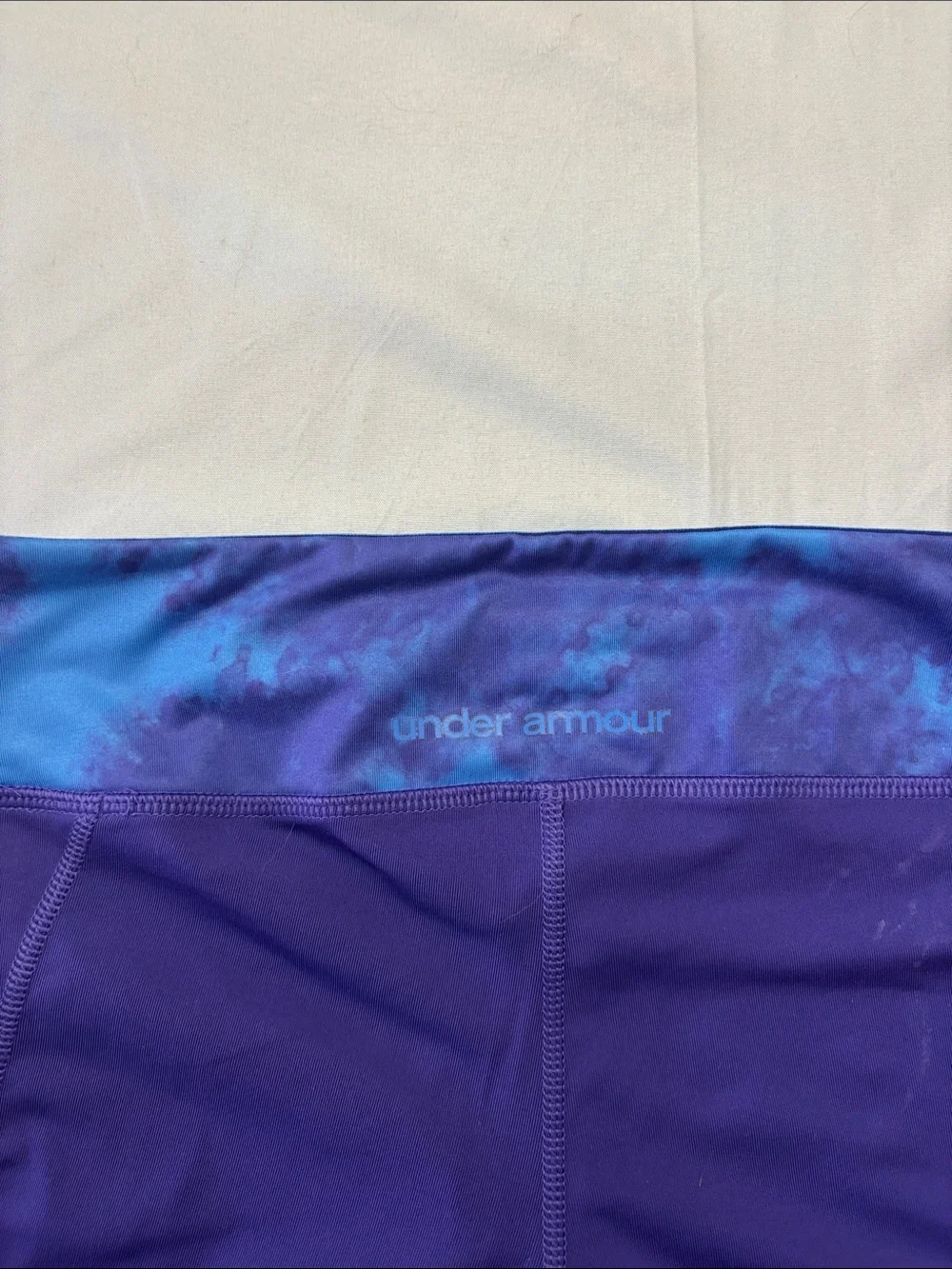 Under Armour Purple Women's Bike Shorts with Blue Patterned Waistband